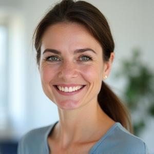 Elena Marinescu, Co-fondator și Coach de Sănătate, zâmbind inspirator